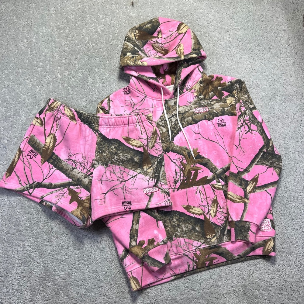 Empyre X Realtree Eadge Hoodie Shorts Matching Set Womens Medium Pink Camo
